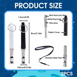 2 Stück Ultraschall-Hundepfeife Hochfrequenz Lautlos, Erziehungshilfen für Hunde Pfeifen Hundepfeife Rückruf Adjustable Bellen Metall Whistle Training Lanyard für Hundetraining Erziehung und Verhalten