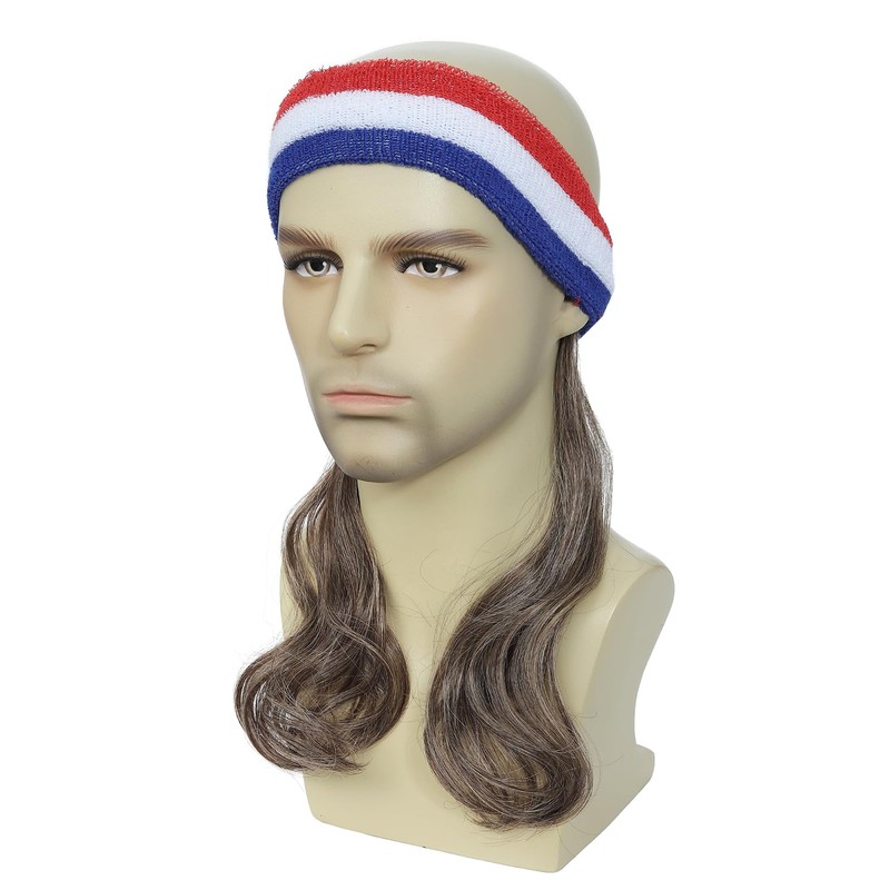 Traqur 80s Style Mullet Wig, Funny Costume Headband with Mullet
