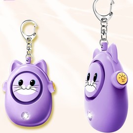 Cat-Shaped Personal Safety Alarm with Light for Women & Children Cat Safety Alarm - Pink 2ea