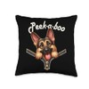Funny - Peek-a-boo - German Shepherd Throw Pillow