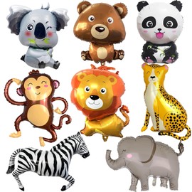 Balloons Animals, Pack of 8 Foil Balloons Animals, Helium Balloons Animals, Forest Animals Birthday Decoration, Safari Birthday Decoration for Children Birthday Party Decoration, Safari Party (Forest