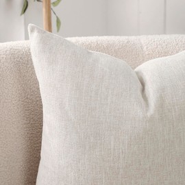 Jepeak Pack of 2 Decorative Chenille Throw Pillow Covers 20x20 Inch Cozy Concise Cushion Cover Soft Farmhouse Modern Square Pillow Cases for Sofa Couch Bed Home Decor, Beige