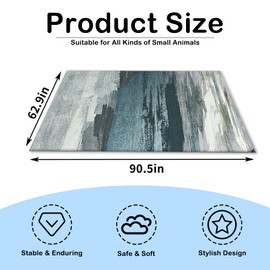 Fhiny 90" x 62" Extra Large Rabbit Cage Liner, Washable Bunny Bedding Rug Anti Slip Floor Mat Soft Dog Whelping Pad Playpen Kennel Liner Carpet for Chinchillas Ferret-Protective Floor-Seaside Style-1