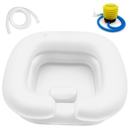 BIRDDIE Inflatable Hair Washing Shampoo Basin, Portable Hair Washing Bowl for Bedridden, Disabled, Injured, Elderly, Hair Shampoo Bowl for Dreadlocks and at Home Hair Washing Sink (White)