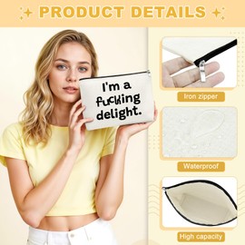 Mxrymvu Funny Quote Makeup Bag Sarcastic Gag Gifts for Women Mother Friend Cosmetic Bags Novelty Saying Gift for Bestie Coworkers Canvas Zipper Toiletry Travel Pouch for Christmas Birthday Gift