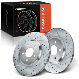 A-Premium 12.43 Inch (315.6mm) Front Drilled and Slotted Disc Brake Rotors Set Compatible with Select Ford Models - Mustang 2005-2014, 3.7L 4.0L 4.6L 2-PC Set