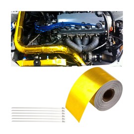 KHGUZ Car Heat Barrier Tape, 2" x 16.4' Adhesive Backed Insulation Wrap Roll for Automotive Intake Pipe Engine Bay, Glassfiber Vehicle Shield Reflective Tapes Winding Roll, Universal Fit