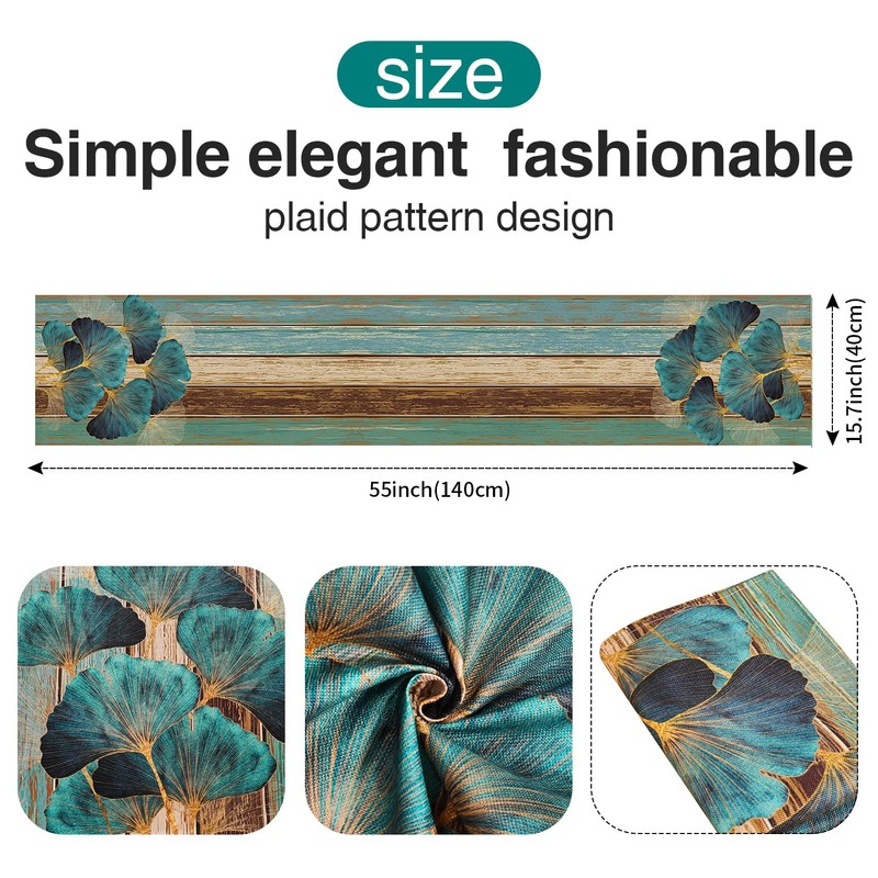 LRartdeco Table Runner Green Table Runner Washable Antique Rustic Wood