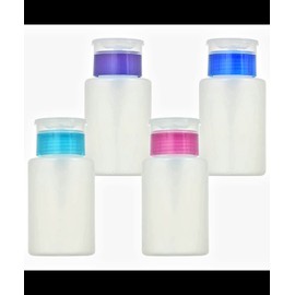 KGUH Push Down Pump Dispenser Bottle Nail Polish Makeup Remover Empty Cosmetic Container Plastic - 4pcs 70 ml Purple Blue Green Pink