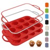 2 Packs 12 Cups Silicone Muffin Pan with Metal Reinforced