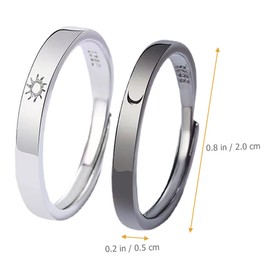 SAFIGLE 1 Pair Adjustable Sun and Moon Couple Rings Promise Rings for Couples Elegant Matching Jewelry present Comfortable Wear for Anniversaries and Special Occasions