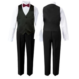 Spring Notion Boys' Classic Fit Tuxedo Set, No Tail 8 Black-Burgundy