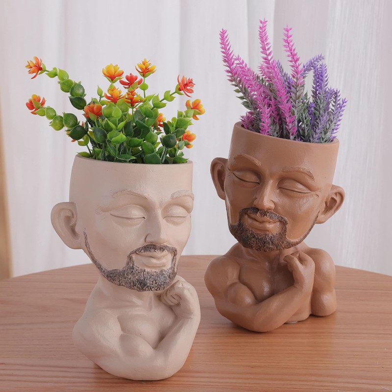 COMODID Beefcake Face Planter Pots Head Planter Man Face Planters