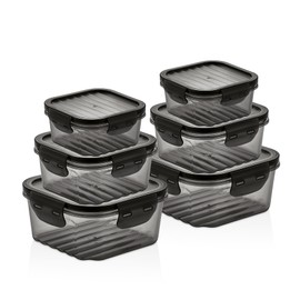 cev home essentials 12-Piece Food Storage Container Set – Airtight, Leakproof, BPA-Free Plastic Storage Boxes with Locking Lids – Stackable Meal Prep Containers, Microwave, Freezer & Dishwasher Safe