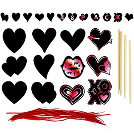 Iconikal Valentines Day Magic Scratch Art Scratch Off Cards Bulk Pack for Kids, Red, Pink and White, 48 Ornaments with 24 Sticks