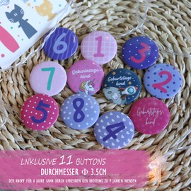 Sugeru Velvet Birthday Crown with 11 Buttons Numbers from 1-8 for Children, Girls, Boys, Crown Birthday, Children's Birthday Decoration, Party Hats, Record Growth of Children, Reusable (Magenta)