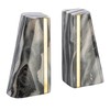 Modern Marble Bookends with Brass Detail, Set of 2, Grey