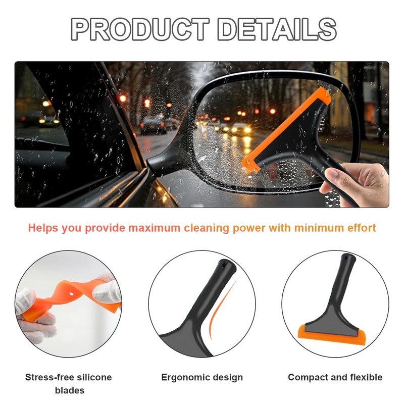 KVAEY Small Silicone Window Squeegee, 5.9 Inch Car Windshield Water
