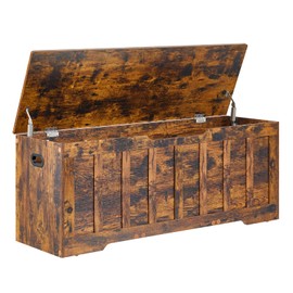 VANKILEY 47.2"Storage chest extra large,storage trunk with 2 safety Hinges,Wooden storage Bench,Shoe Bench,47.2x15.7x19.1 Inch,Easy Assembly,storage bench for bedroom,living room,entryway,Rustic brown