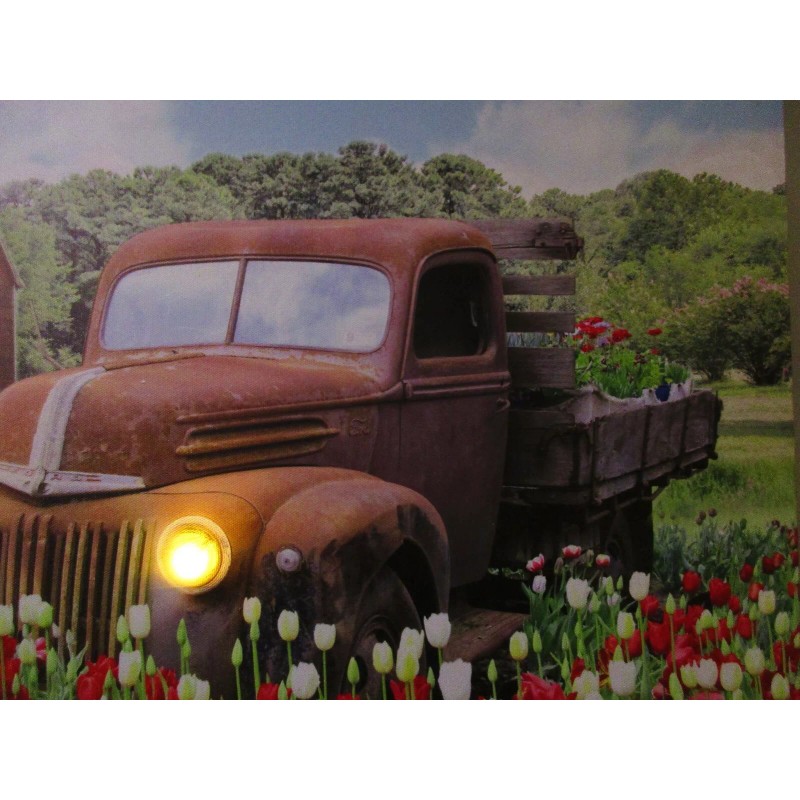 Ford Rusty Farm Truck Print Lighted LED Headlights Ford Truck