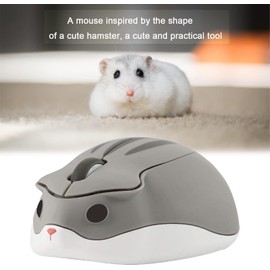 Wireless Mouse, Cute Hamster Shape Mouse, 1200DPI Low Noise Optical Mouse with USB Unified Receiver,Silent Cordless Portable Travel Mouse, for PC/Mac/Laptop, Gift for Children and Girls (Grey)