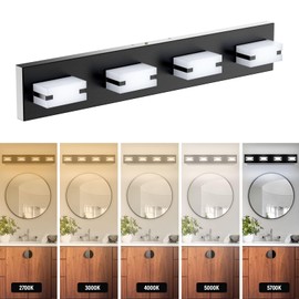 NOVELUX 26.66 in 4 Light Bathroom Vanity Light- Bathroom Light Fixtures,360° rotatable lamp head-5CCT Optional Vanity Lights for Bathroom,27W Mirror Bath Wall/ETL Certificated Black