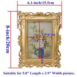 Bitray Picture Frames Luxury Vintage Photo Frame with Glass Front Gold Picture Frame for Tabletop Wall Hanging
