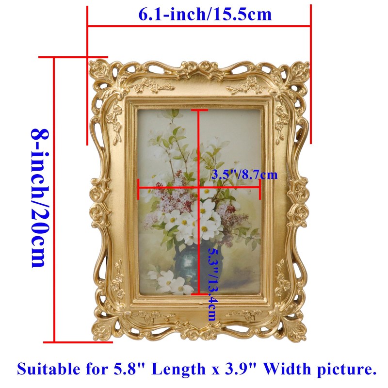 Bitray Picture Frames Luxury Vintage Photo Frame with Glass Front
