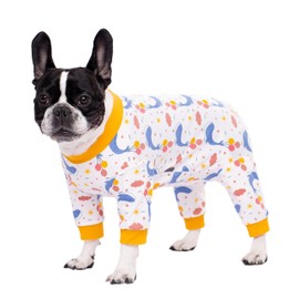 AITOLI Dog Surgery Recovery Suit, Long Sleeve Onesie for Small Dogs, X-Large, Whales, Polycotton