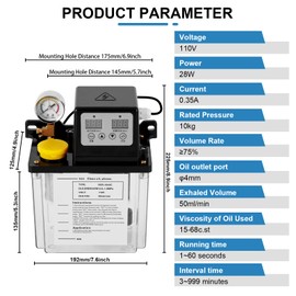 MXBAOHENG Automatic Lubricating Oil Pump 110V 2L Electromagnetic Lubrication CNC Oil Pump w/Pressure Gauge, Digital Numerical Control Punching Milling Machine Tool Lathe Oiler