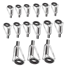 YFFSFDC Top Guide Rod Guide Set of 15 Stainless Fishing Rod Tips Replacement Repair Kit Lightweight Fishing Rod Fishing Accessories Pipe Size 0.06 inch (1.6 mm), 0.07 inch (2.0 mm), 0.11 inch (2.8