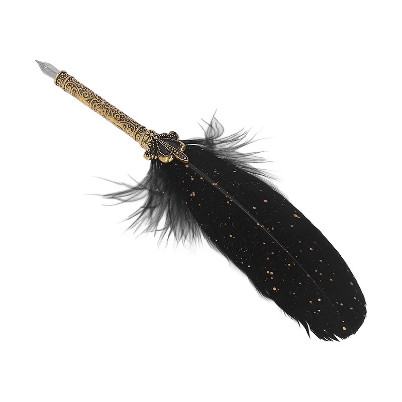 Quill Pen Set Retro Elegant Exquisite Pattern Smoothing Writing Feather