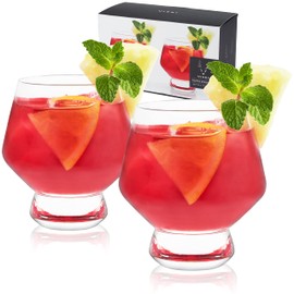 Viski 6448 Raye: Footed Punch Cups, Glass (Lead-Free Crystal), 8 Ounces, Multi-Colour