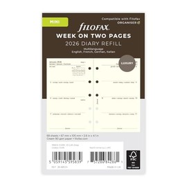 Filofax Mini Calendar 1 Week on 2 Pages Cotton Cream (Multilingual) 2026