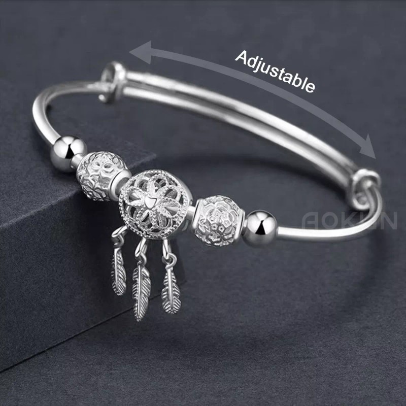 AOKUN Pulsera Atrapasueños Con Borla De Plumas Y Pendientes Mujer