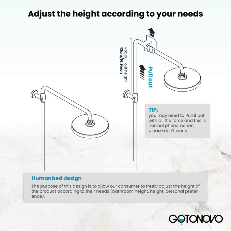 gotonovo Polished Chrome Exposed Pipe Bathroom Shower System Wall Mount