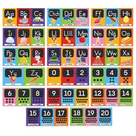 Wallbuddy 16 Alphabets and Numbers Poster | ABC 123 Educational Learning Charts for Toddlers | Bilingual Preschool Learning Posters | Spanish Learning for Kids Poster Decorations