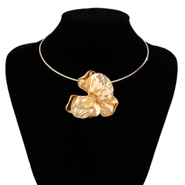 Vanesseva Vintage Chunky Flower Open Metal Choker for Women Tribal Cool African Necklace Cuff Floral Thin Bib Collar Necklace Large Plant Statement Ethnic Boho Trendy Jewelry (floral)