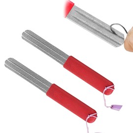 Pack of 2 Dart Sharpener, Dart Sharpener, Fish Hook Sharpener, Sharpener, Hook Sharpener, Portable Double-Sided Hook Sharpener Whetstone with Handle and Hanging for Outdoor Fishing (Red)