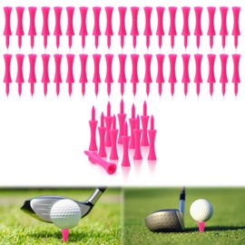 FORETOGO 100 Stück Rosa Golf Tees Kunststoff,57mm Tragbar tees Golf Wiederverwendbar Golf zubehör für Training,Übung,Kurs und professionellen Einsatz