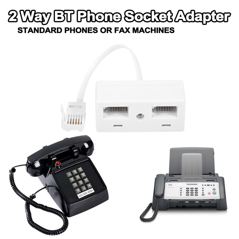 HAWAKA Telephone Splitter 2 Way BT Phone Socket Adapter RJ11