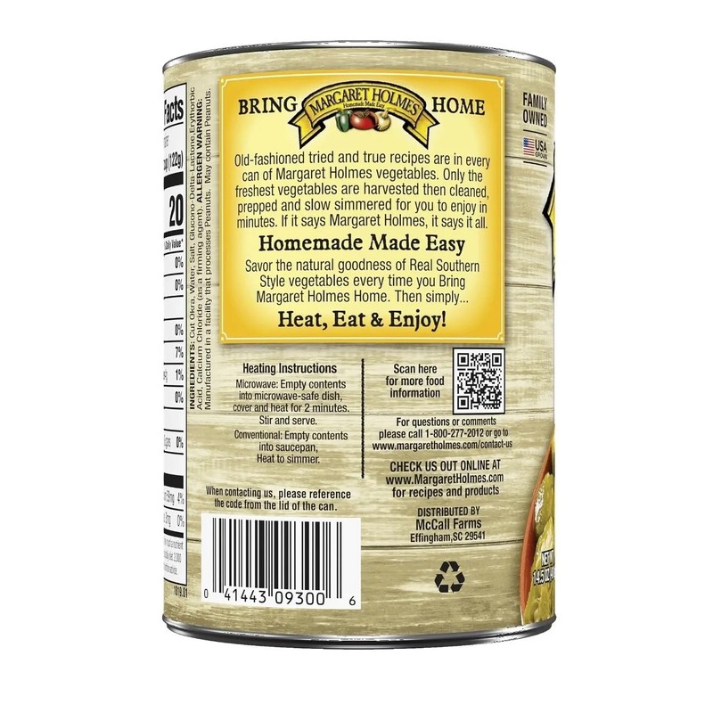 Margaret Holmes Cut Okra (Pack of 3) 14.5 oz Cans
