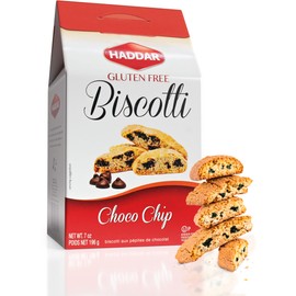 Haddar Gluten Free Chocolate Chip Biscotti, 7 oz, Grain Free, Rich Tasting, Elegant Packaging, Certified Kosher For Passover