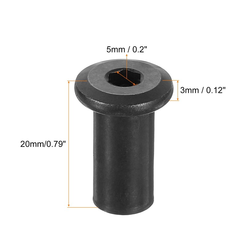 sourcing map M8 T-nuts, 20pcs Carbon Steel Hex Socket Head