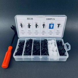 HE 100 PCS Box Set Bumper Fender Liner Push Type Retainer Clips w/ Tool for Nissan