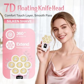 Electric Razors for Women, 120 Mins Runtime, IPX8 Waterproof Wet & Dry | 7D Floating Blade Head, 20K Gold Plated Blades, USB-C Fast Charge, LED Displa