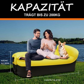 Xlabor Aufblasbares Sofa Wasserdicht Luft Sofa Wasserdicht Air Lounger mit Portable Paket Air Bett tragbares Lazy Lounger für Camping, Beach, Park, Strand grau
