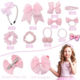 LACGO - Paquete de 37 accesorios de lazo para el cabello para uniforme escolar, pinzas para el pelo de grogrén, cinta de cocodrilo, soporte para cola de caballo para niños pequeños, adolescentes,
