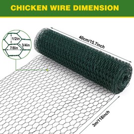 Floral Wire Netting, 15.7 x 118 Inch Chicken Wire for Floral Arrangements, Chicken Wire Floral Mesh Hexagonal Galvanized Netting, Protect Plant & Decorate Flower Arch, DIY Crafts