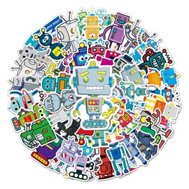 Bric Dodo Pack of 50 Robot Stickers Car Laptop Phone Guitar Skateboard Motorcycle Bicycle Robotics Stickers Set Vinyl Waterproof Aesthetic Stickers for Teenagers Children Adults